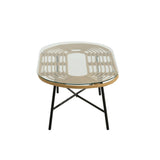 Détail du plateau en verre de la table basse J-Line