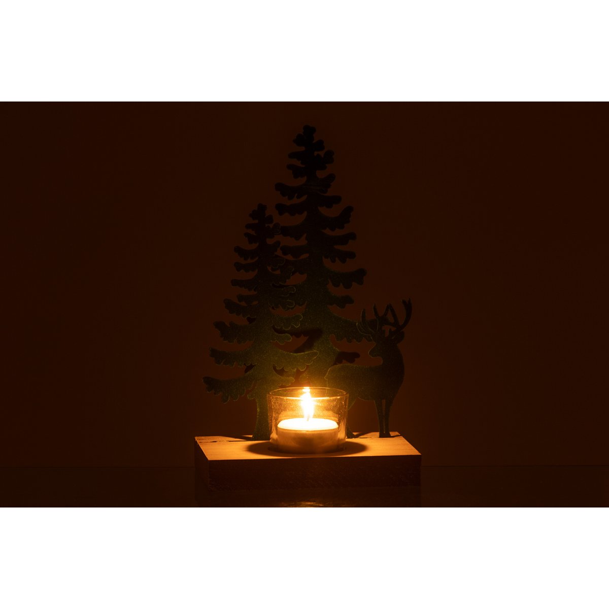 Photophore J-Line sur une table décorée pour Noël, style élégant.