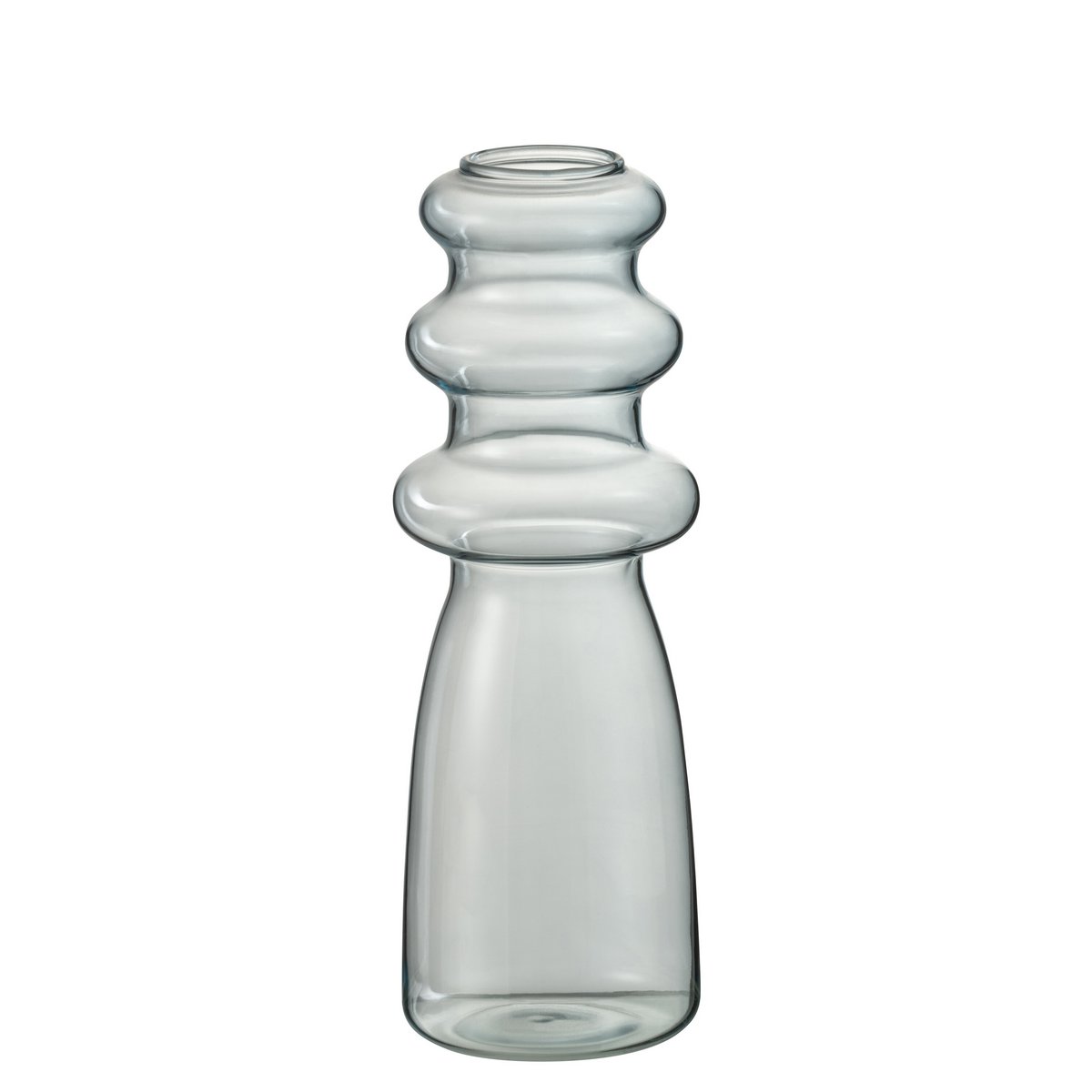 Vase Luna en verre bleu, présenté dans un salon moderne