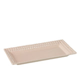 Assiette J-Line rectangulaire en céramique rose, vue de dessus avec détails de texture