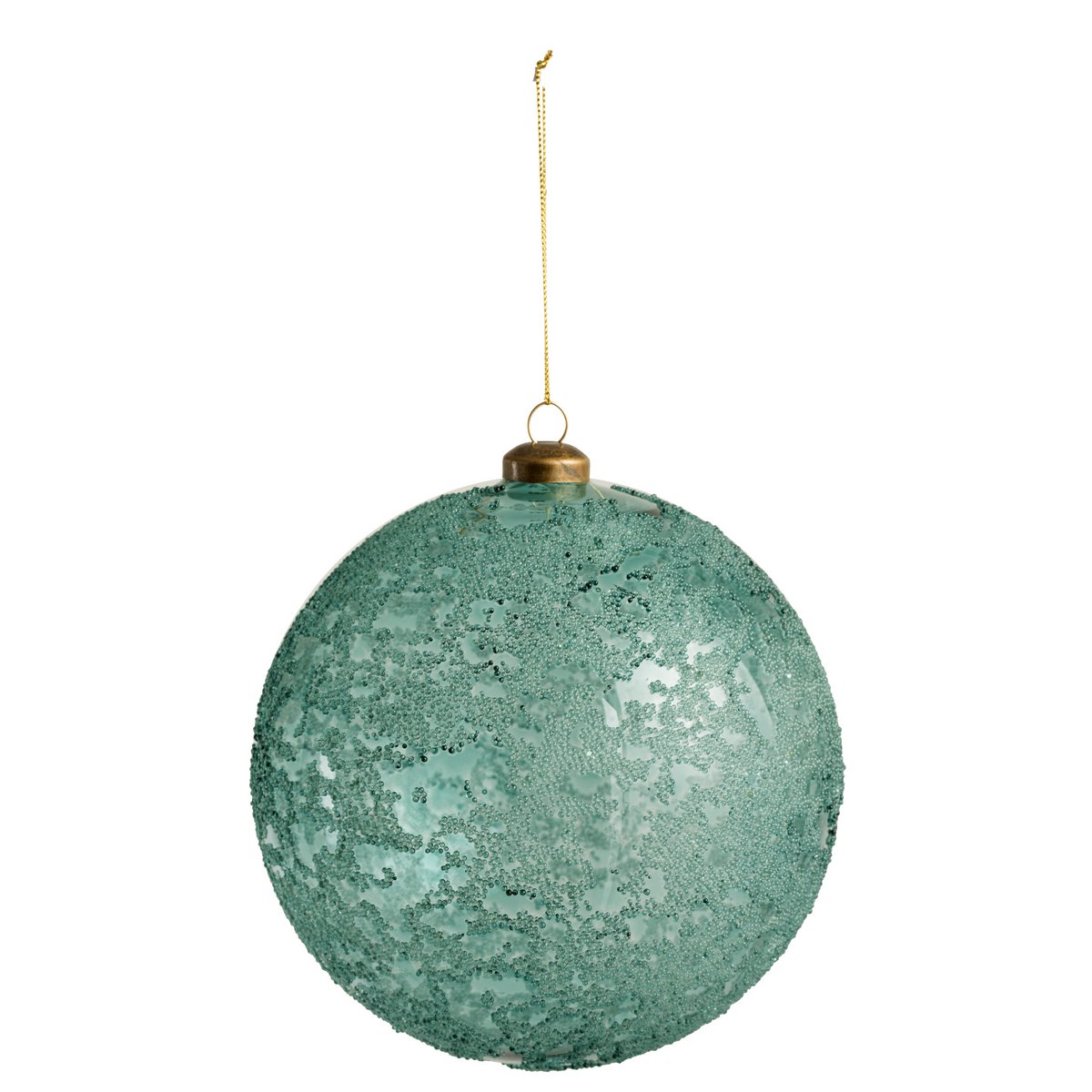 Boule de Noël J-Line en verre azur antique, vue de face