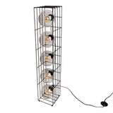 Lampe de lampe en verre "Cesta" lampadaire en fil de métal noir et verre teinté, avec douille E27, 95 cm de haut, pour salle à manger, salon, couloir ou bureau,