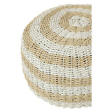 Pouf rond J-Line Stripes avec rayures blanches et naturelles