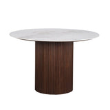 Table Ronde Urban Chique Céramique Marbre / Placage Noyer