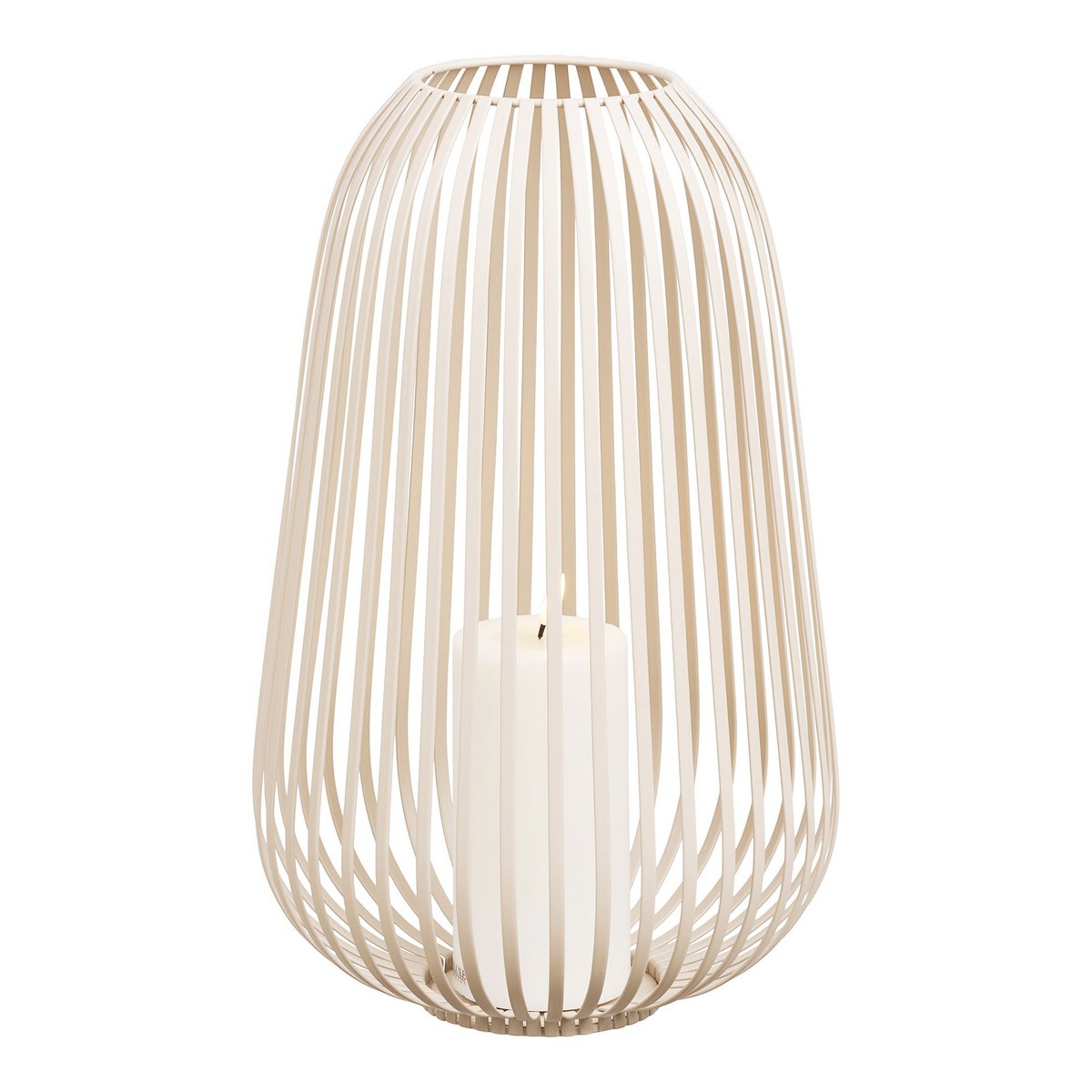 Lanterne Stoense en métal beige, vue latérale montrant la texture