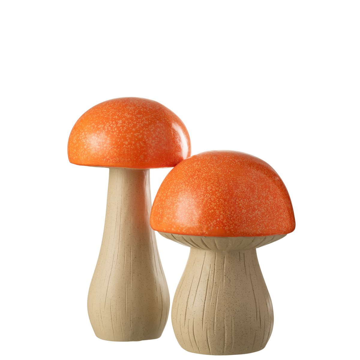 Détail des décorations Mushroom J-Line, mettant en avant la texture en polyresine.