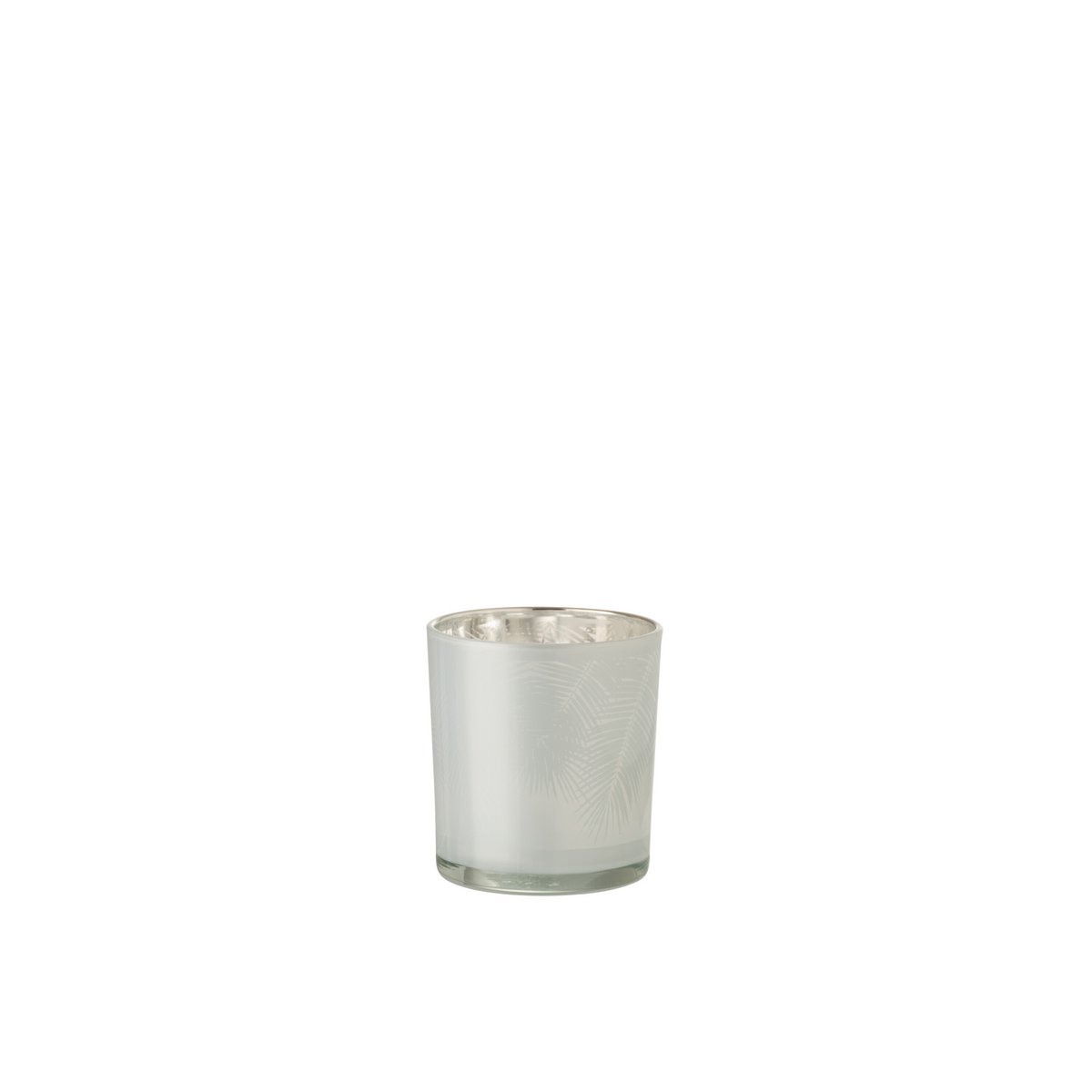 Bougeoir Leaf J-Line en verre blanc, vue de face