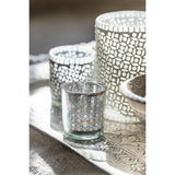 Bougeoir J-Line Oriental en verre argenté, gros plan sur le verre