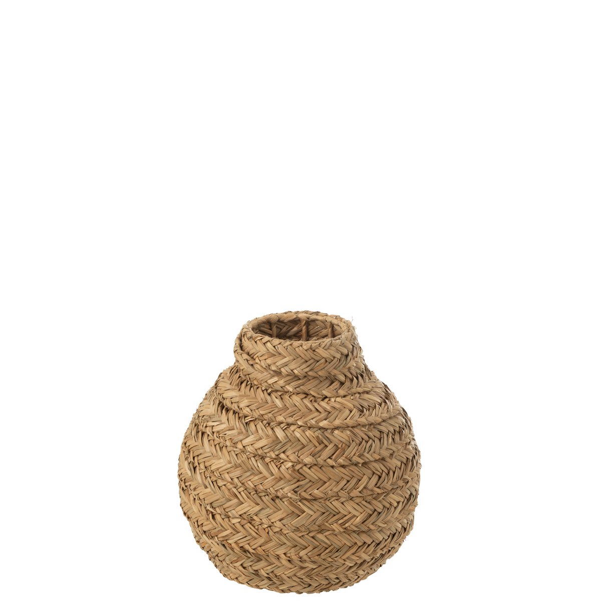 Vase J-Line tressé naturel, ambiance décorative avec fleurs.