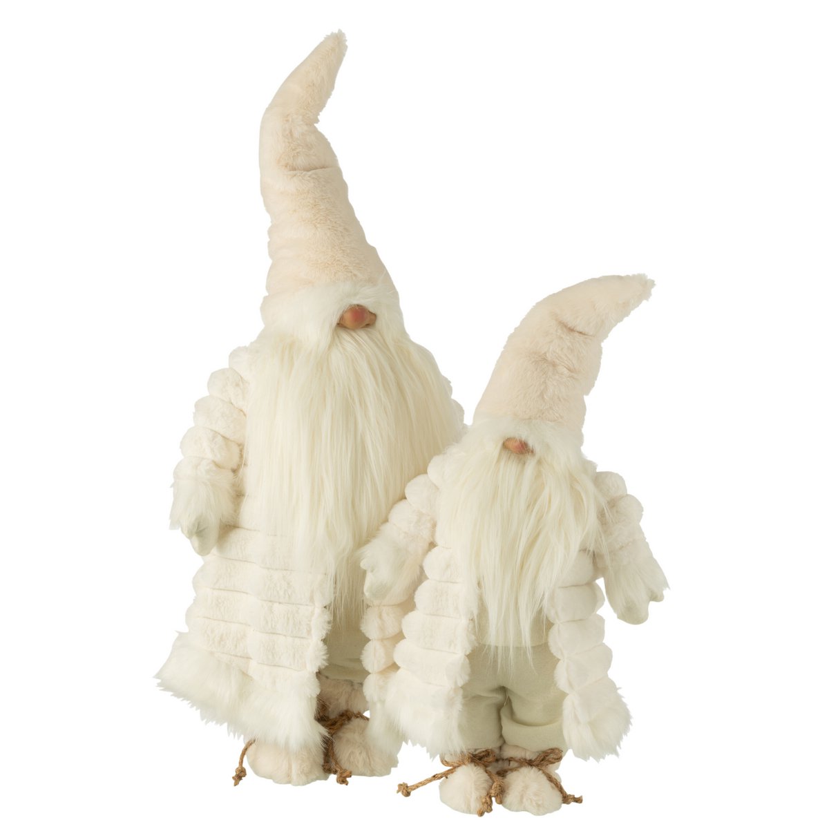 Gnome J-Line en textile crème et marron, décoration élégante pour Noël.