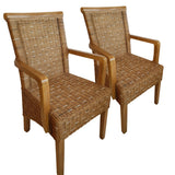 Chaises de salle à manger Ensemble avec des accoudoirs 2 pièces chaise de rotin Perth Capuccino Cockture Froms durable