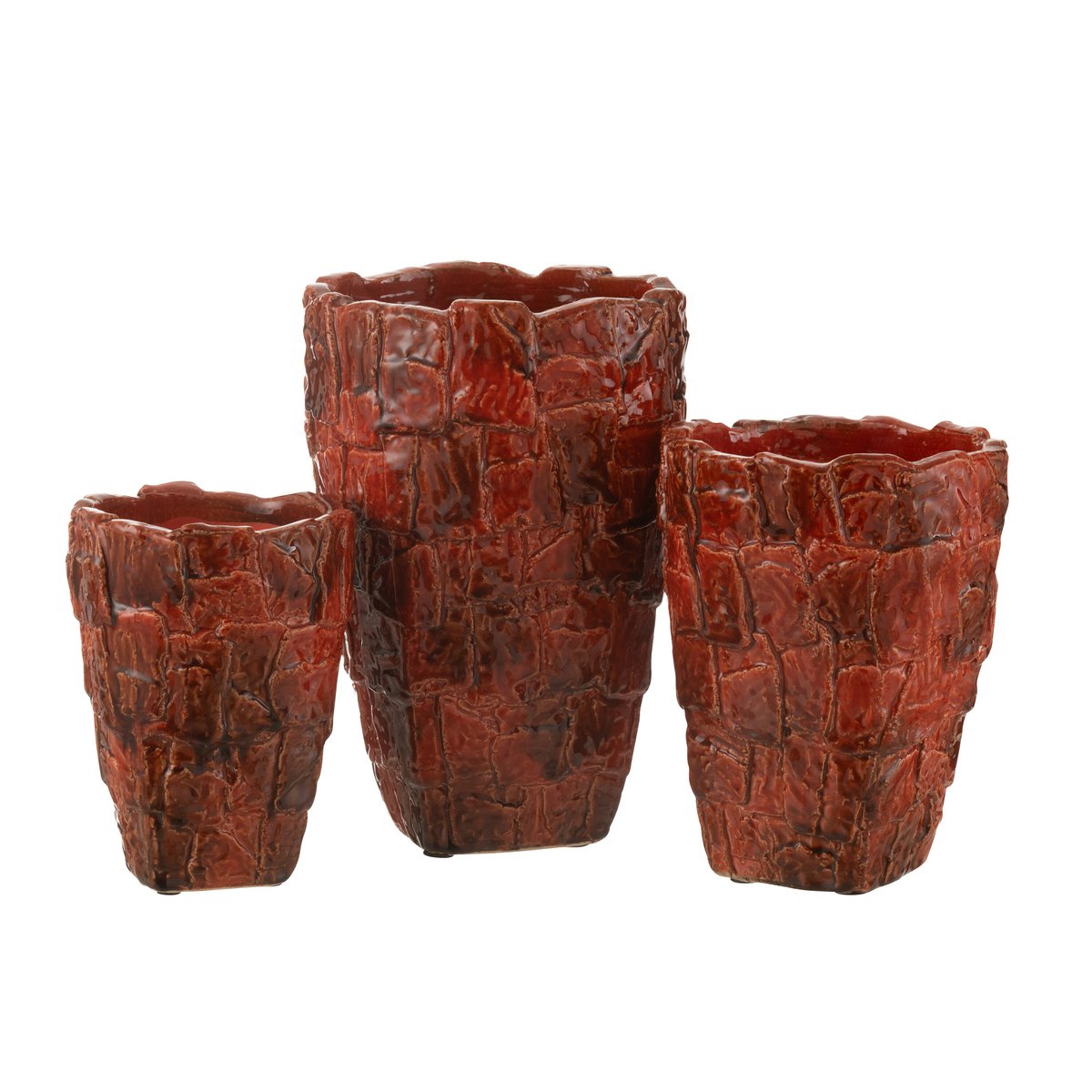 Vase J-Line Akane en céramique rouge, vue latérale mettant en avant sa taille