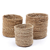 Petit panier en jonc de mer BHINNEKA | Panier à plantes | Panier Boho tissé | Jardinière | Panier décoratif | Petit panier de rangement | Panier à fleurs rond