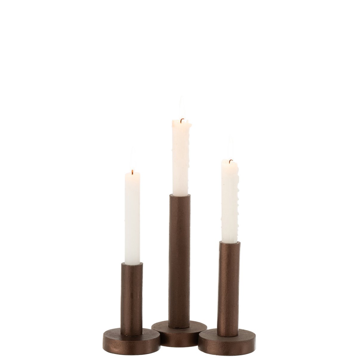 Bougeoir J-Line moderne en métal marron, détail du design