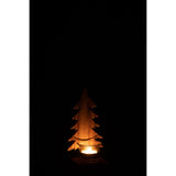 Bougeoir J-Line Sapin de Noël en bois marron, détail du bois