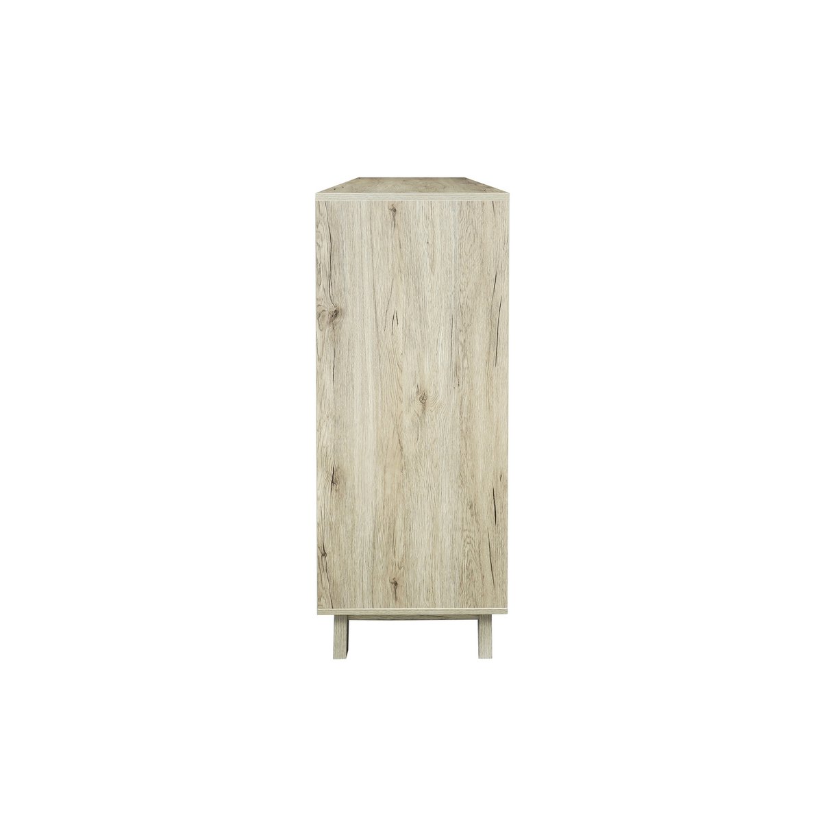 Détail des tiroirs sans poignée de la commode