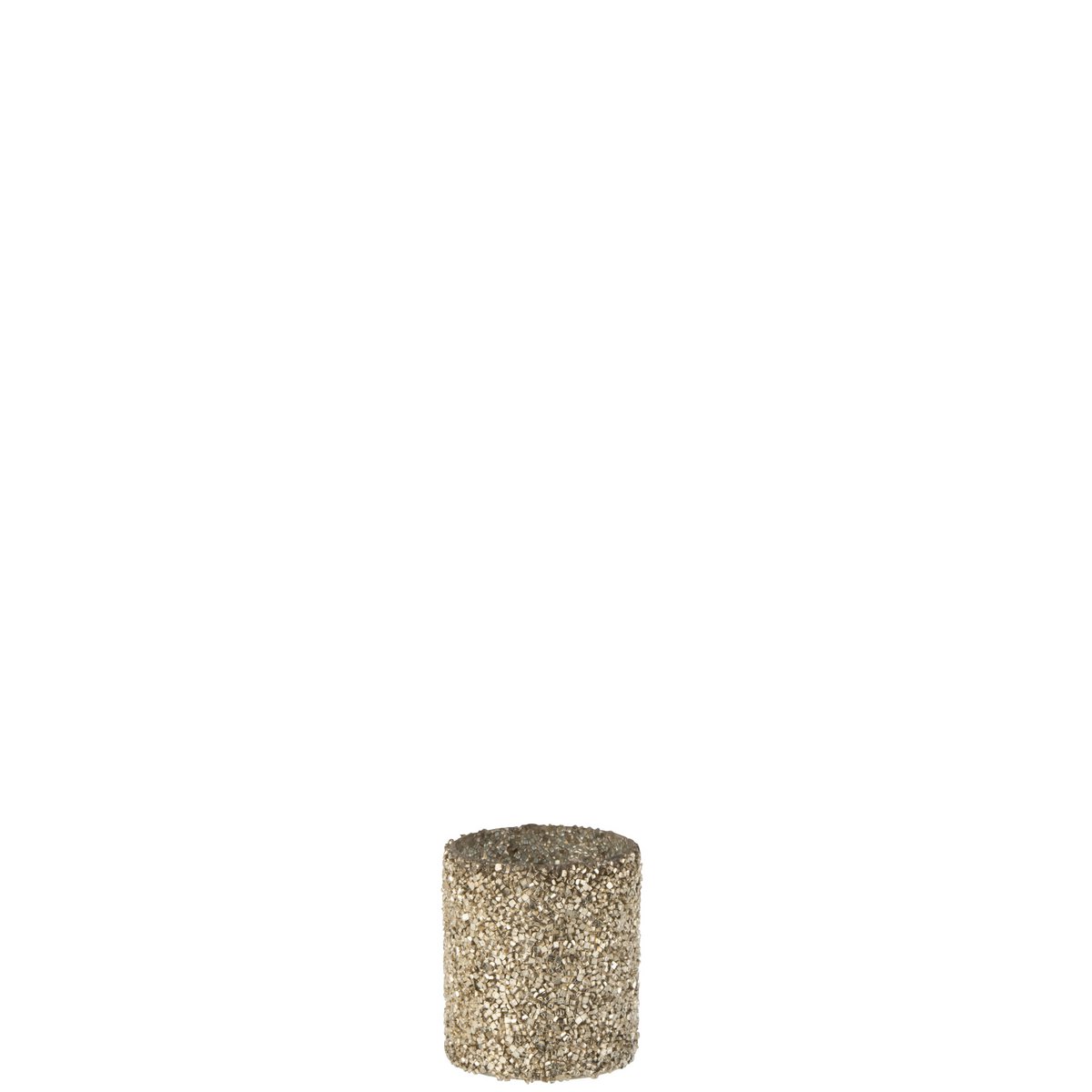 Bougeoir J-Line Cylindre Perle en verre doré, vue de face