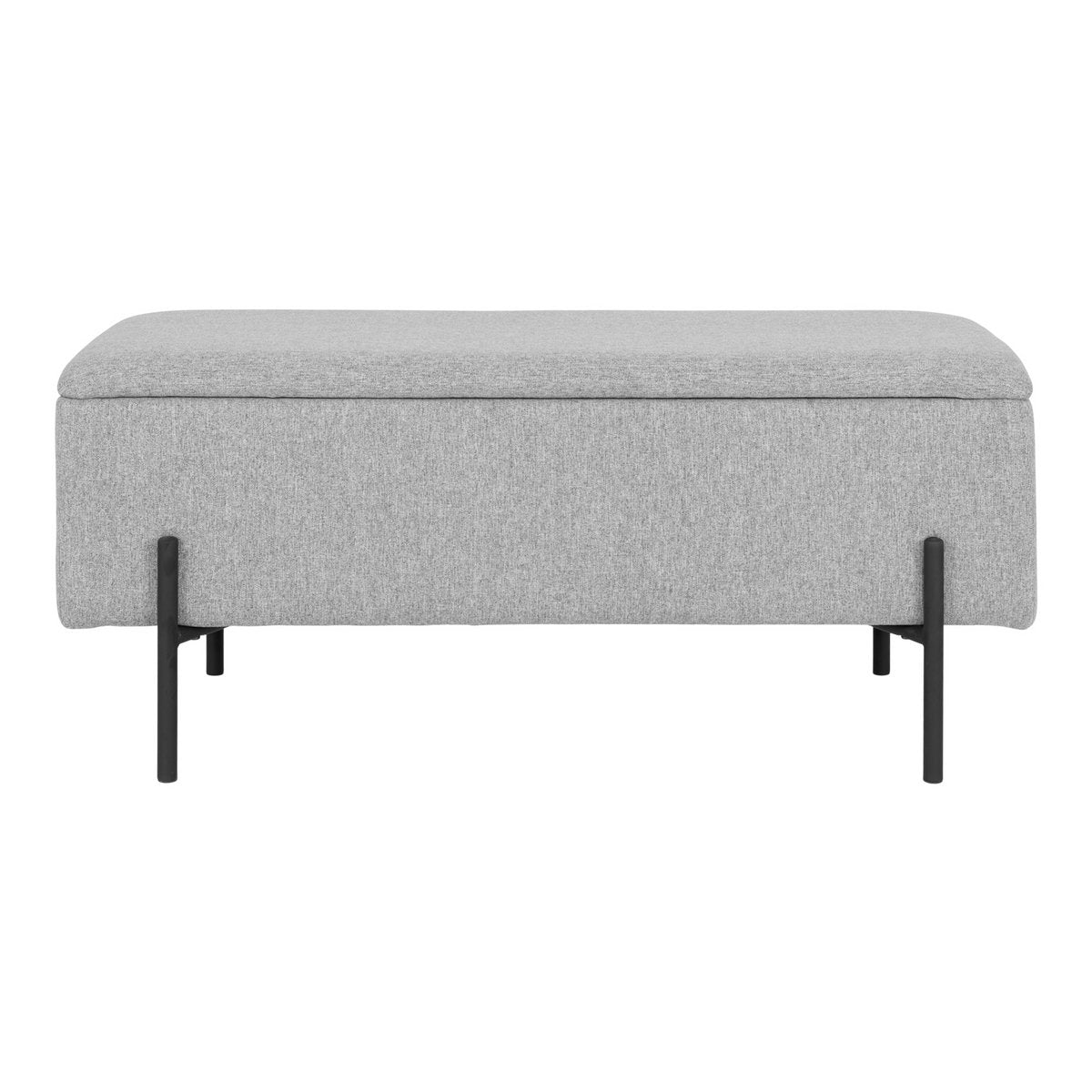 Banc Watford en polyester gris clair avec pieds en métal noir