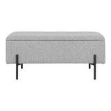 Banc Watford en polyester gris clair avec pieds en métal noir