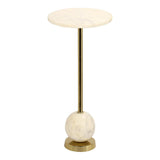 Table d'appoint Salo en laiton et marbre vue de face, élégante et moderne.