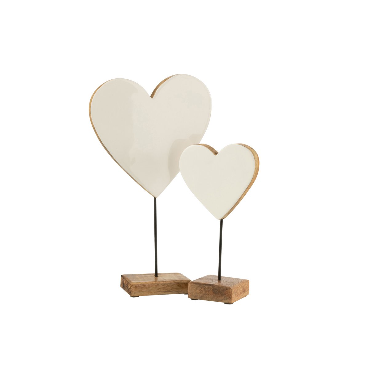 J-Line décoration Coeur sur pied - bois - blanc - grand