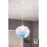 Pendant la lampe "Fora" en métal et en plastique irisé, douille E27, éclairage pour le salon, salle à manger et bureau, Ø40 cm