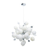Pendant la lampe "Explosion" blanche en métal et en verre, versions G9, pour salle à manger, salon, couloir ou bureau, lampe suspendue Øca 65 cm