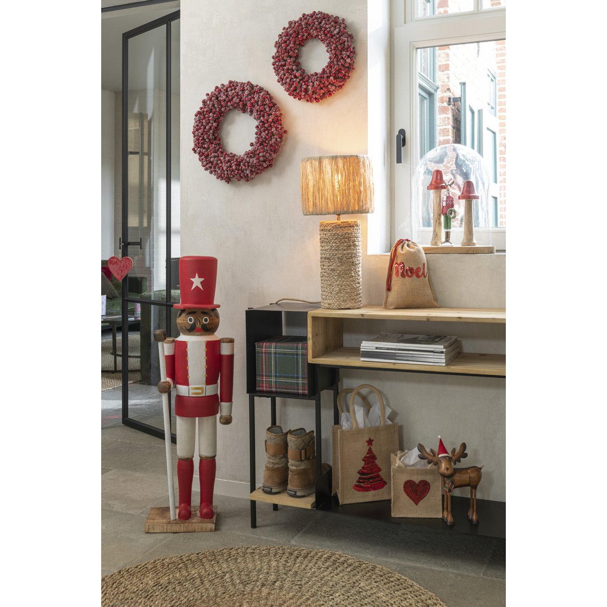 Détail de la figurine Élan de Noël J-Line en métal multicolore