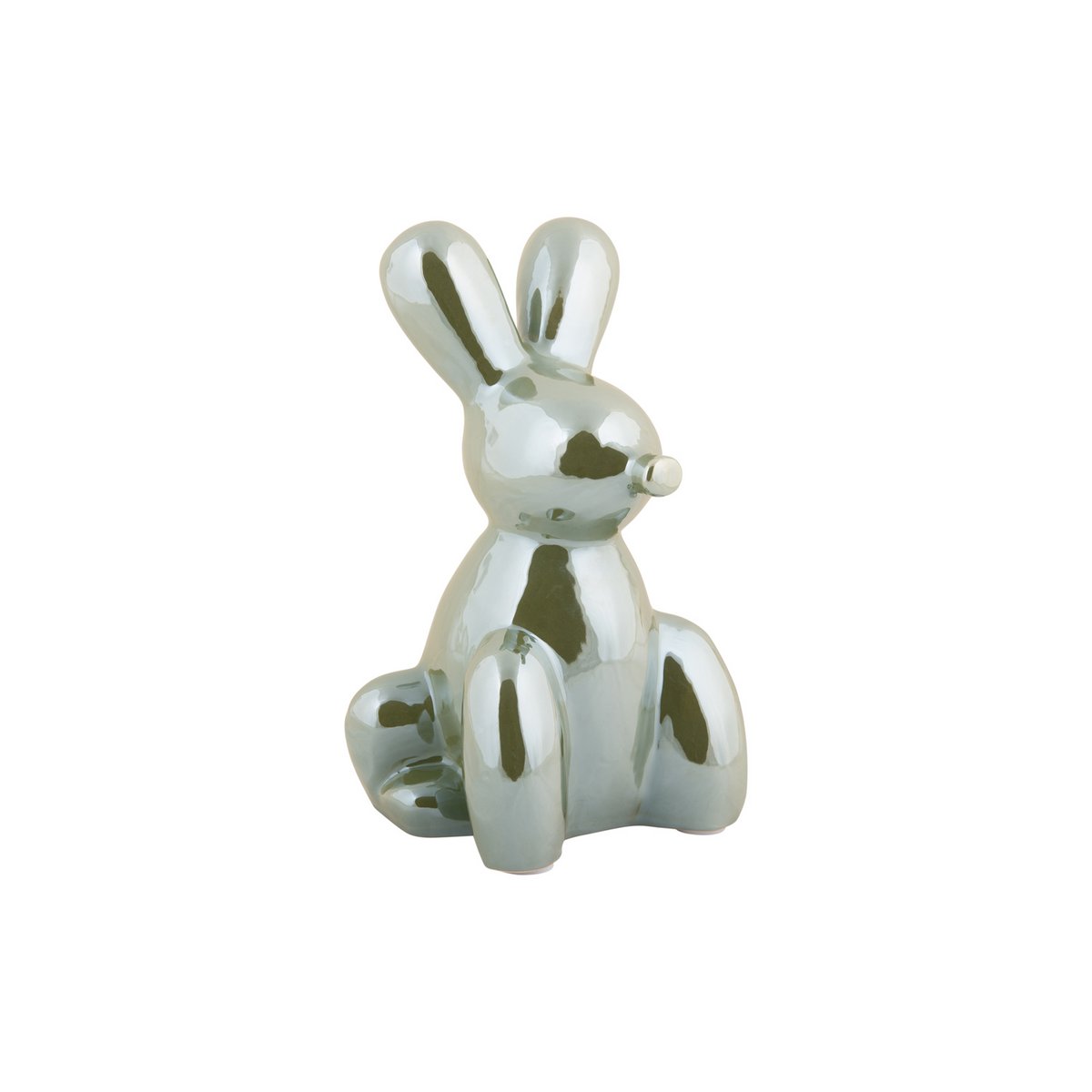 Statue Ballon Lapin en céramique verte, vue de face