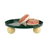 Vue de dessus du Plateau Double Funky Rond Grand en métal vert