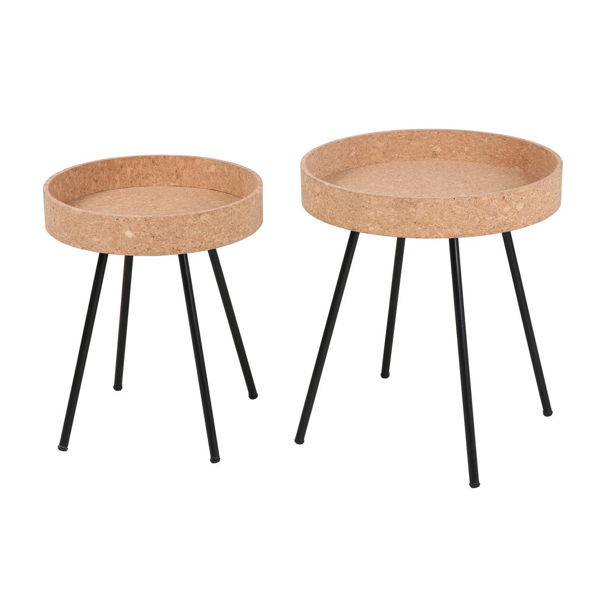 Table d'appoint en bois et métal, ensemble de deux tailles