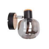 Verre en verre "Fumoso", lampe murale en noir et verre fumé en noir, et nature, avec socket E14, pour salle à manger, salon, couloir ou bureau, lampe pour le salon, la salle à manger, le couloir ou le couloir 16 x 14 cm