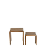 Table d'appoint J-Line Cube Recyclé, vue de face avec finition naturelle.