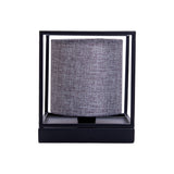 Table légère "bêta" gris en métal avec écran de tissu en gris, avec douille E14, lampe pour le salon, salle à manger, couloir et bureau, 15 x 15 x 17 cm