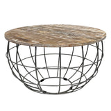 Table basse ronde durable Lexington ø 75 cm treillis métallique fil métallique table de salon en bois massif