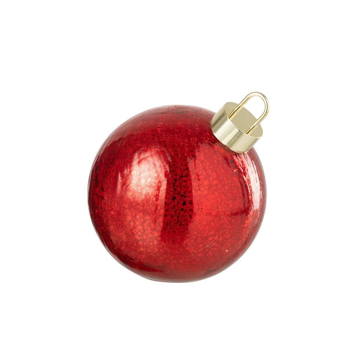 Boule de Noël J-Line en verre rouge avec lumières LED - vue 1