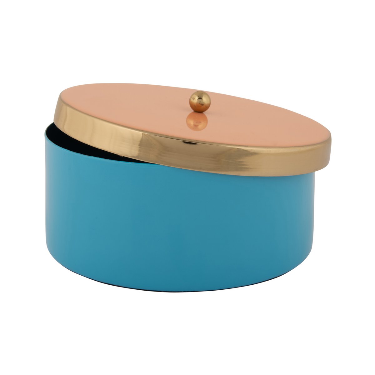 Boîte de rangement Double Funky Medium, détail du couvercle en métal