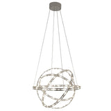 Le pendentif LED "Cosmos" métal et plastique en chrome, Ø60 cm, avec des LED fermement construites, éclairage pour le salon, la salle à manger ou le bureau.