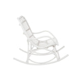 Tabouret à roulettes J-Line en rotin blanc, vue latérale