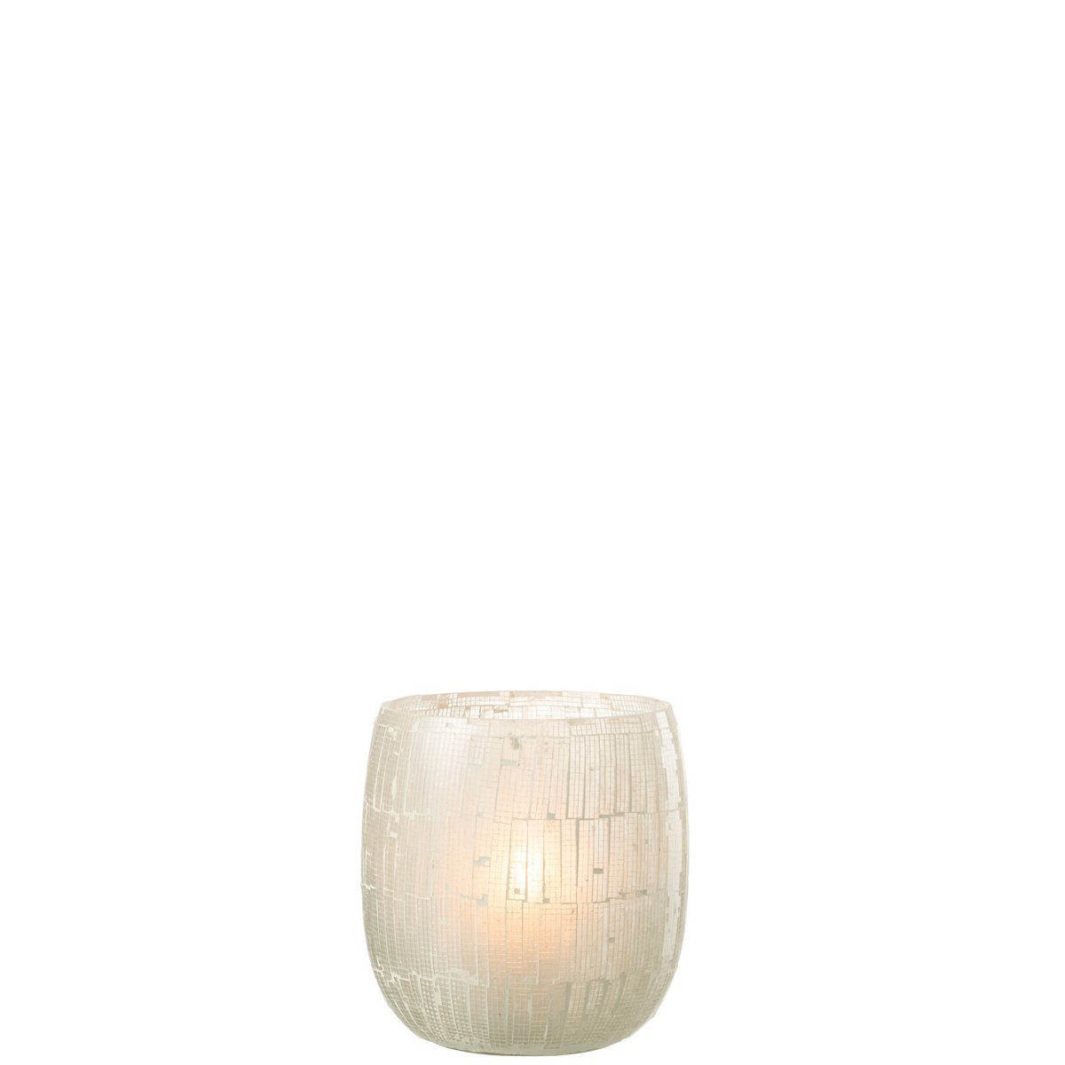 Bougeoir J-Line Mosaïque en verre gris clair, détail de la texture