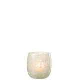 Bougeoir J-Line Mosaïque en verre gris clair, détail de la texture