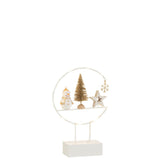 Ambiance festive avec Bonhomme de Neige LED en bois sur une table