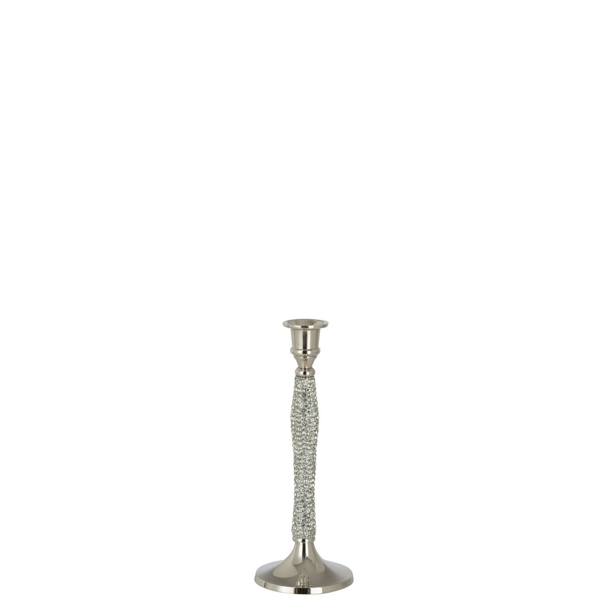Bougeoir Diamond J-Line en aluminium argenté, vue latérale