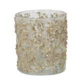 Photophore J-Line Glitter en verre champagne, vue de face