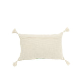 Coussin J-Line rectangulaire à rayures et franges - coton - blanc/vert