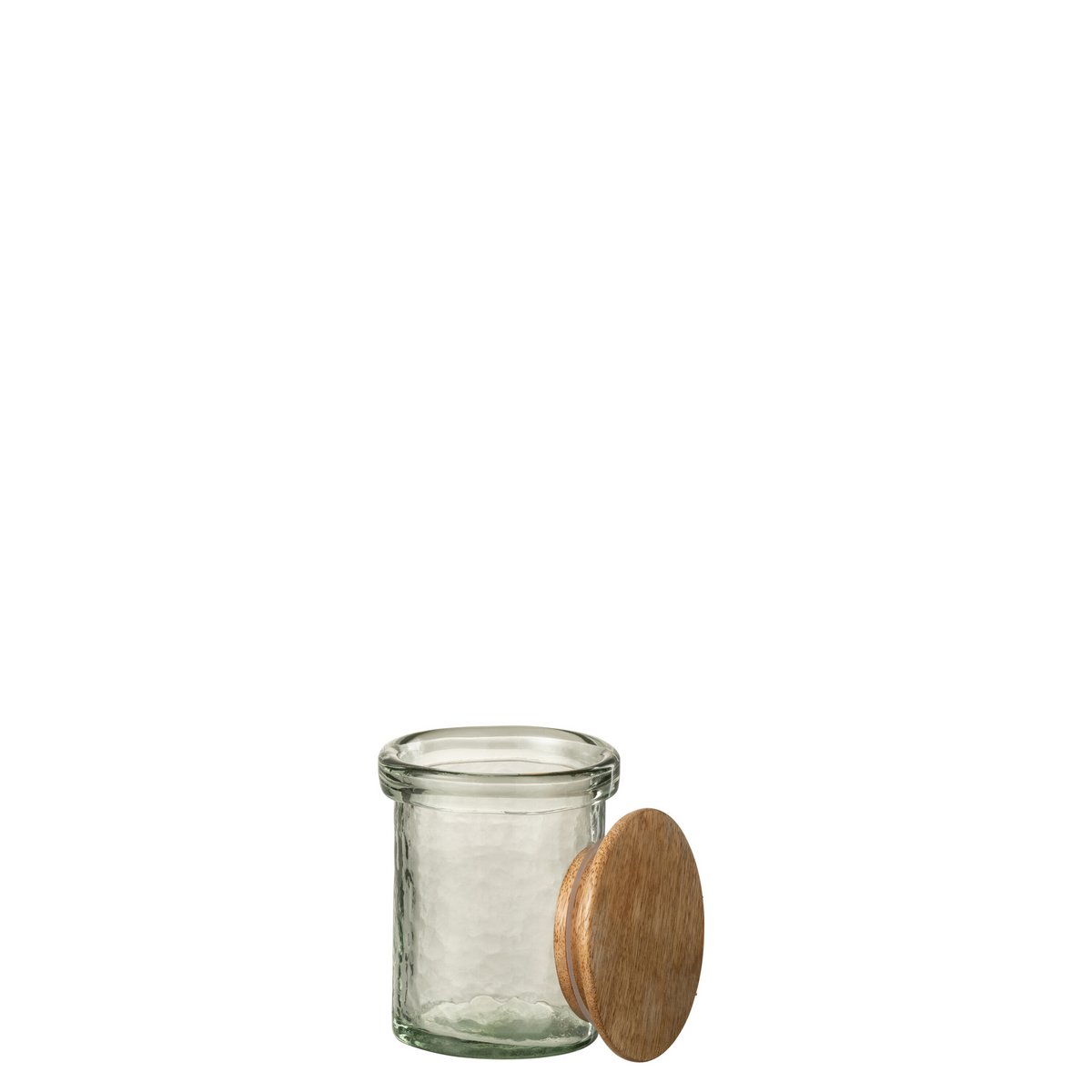 Pot J-Line avec couvercle - verre/bois - transparent