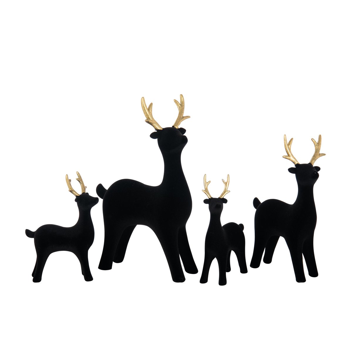 Sculpture Rendeer Velvet en polyresine noir, vue latérale