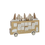 Calendrier de l'Avent Bus J-Line en bois doré et blanc