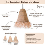 Abat-jour Raphia Boho – Lampe suspendue – Lampe suspendue – Plafonnier tissé à la main avec longues franges (3 tailles Ø 30/40/50 cm) KALIMA