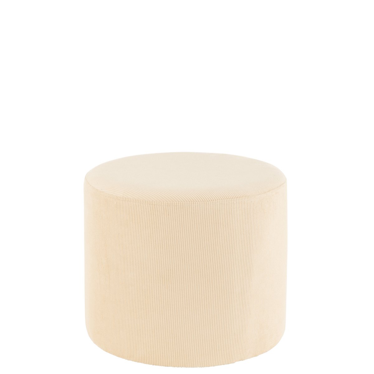 Pouf J-Line crème, détail de la texture en velours côtelé